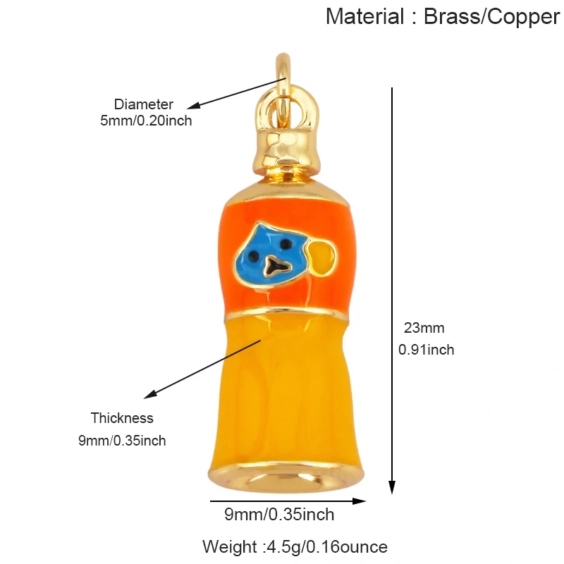 Star Fish Anchor Sausage Dog Bottle Cup Crab Dumbbell Heart Hand Pendant,Real 18K Gold Plated Copper DIY Jewelry Charms T04