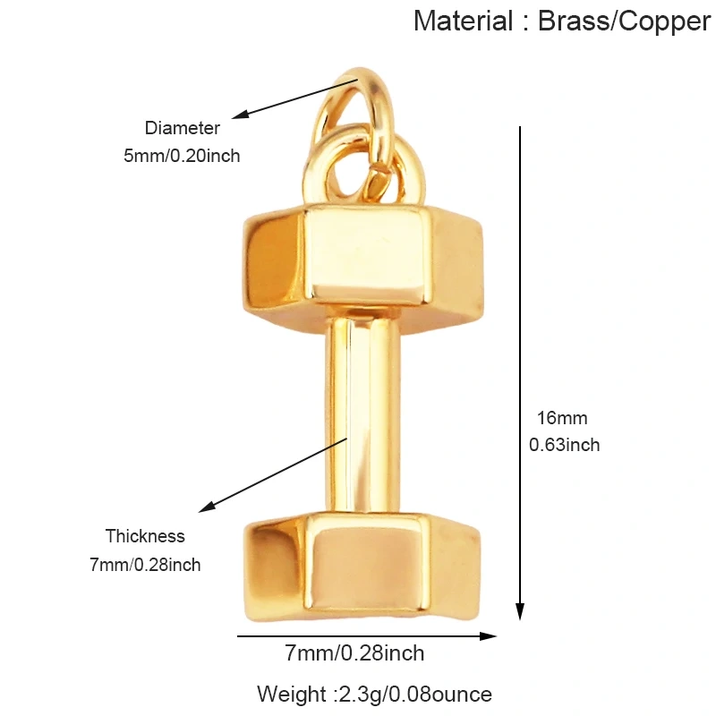 Star Fish Anchor Sausage Dog Bottle Cup Crab Dumbbell Heart Hand Pendant,Real 18K Gold Plated Copper DIY Jewelry Charms T04
