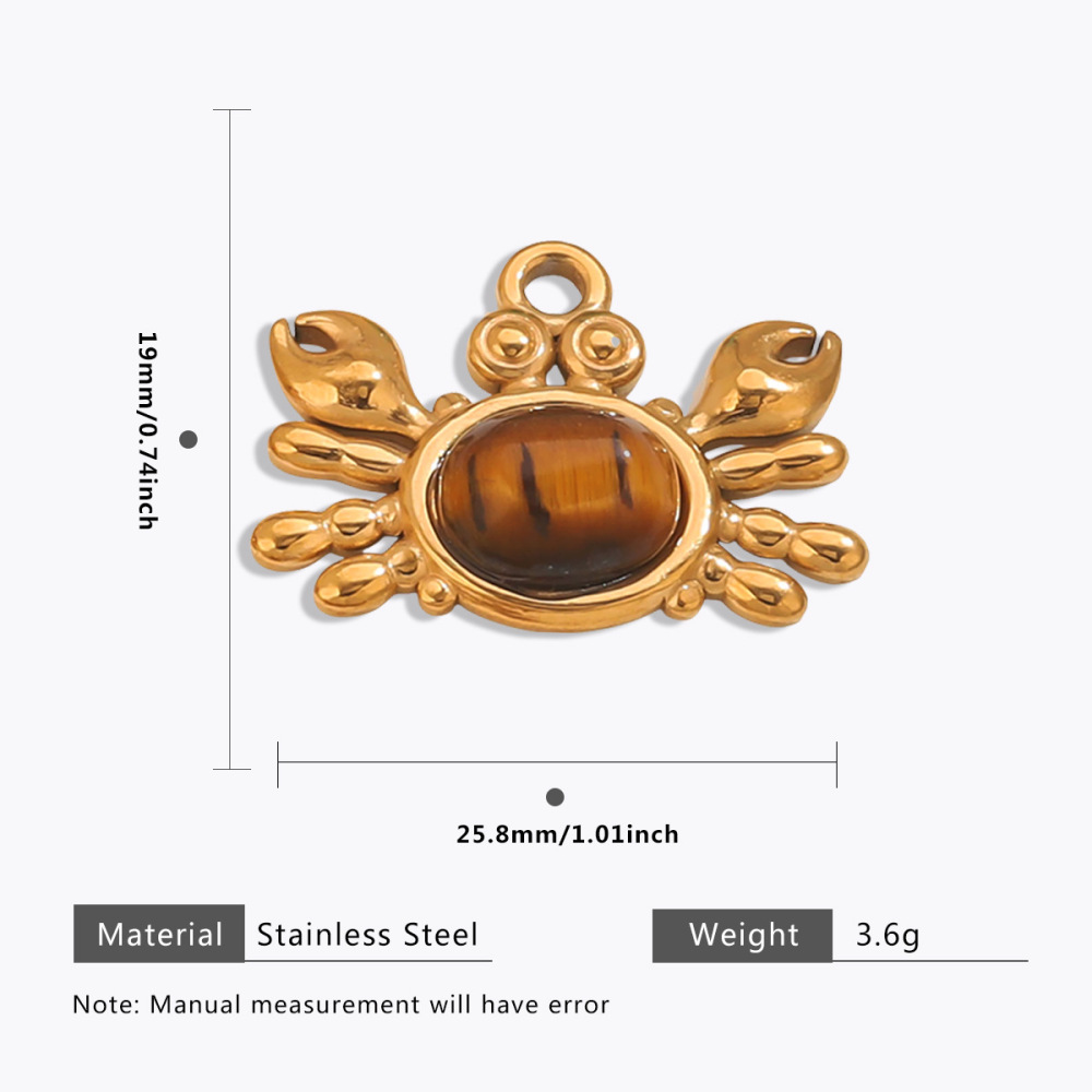 Stainless steel Maillard tiger eye pendant, butterfly, teardrop, fan-shaped natural stone pendant, DIY jewelry accessory.