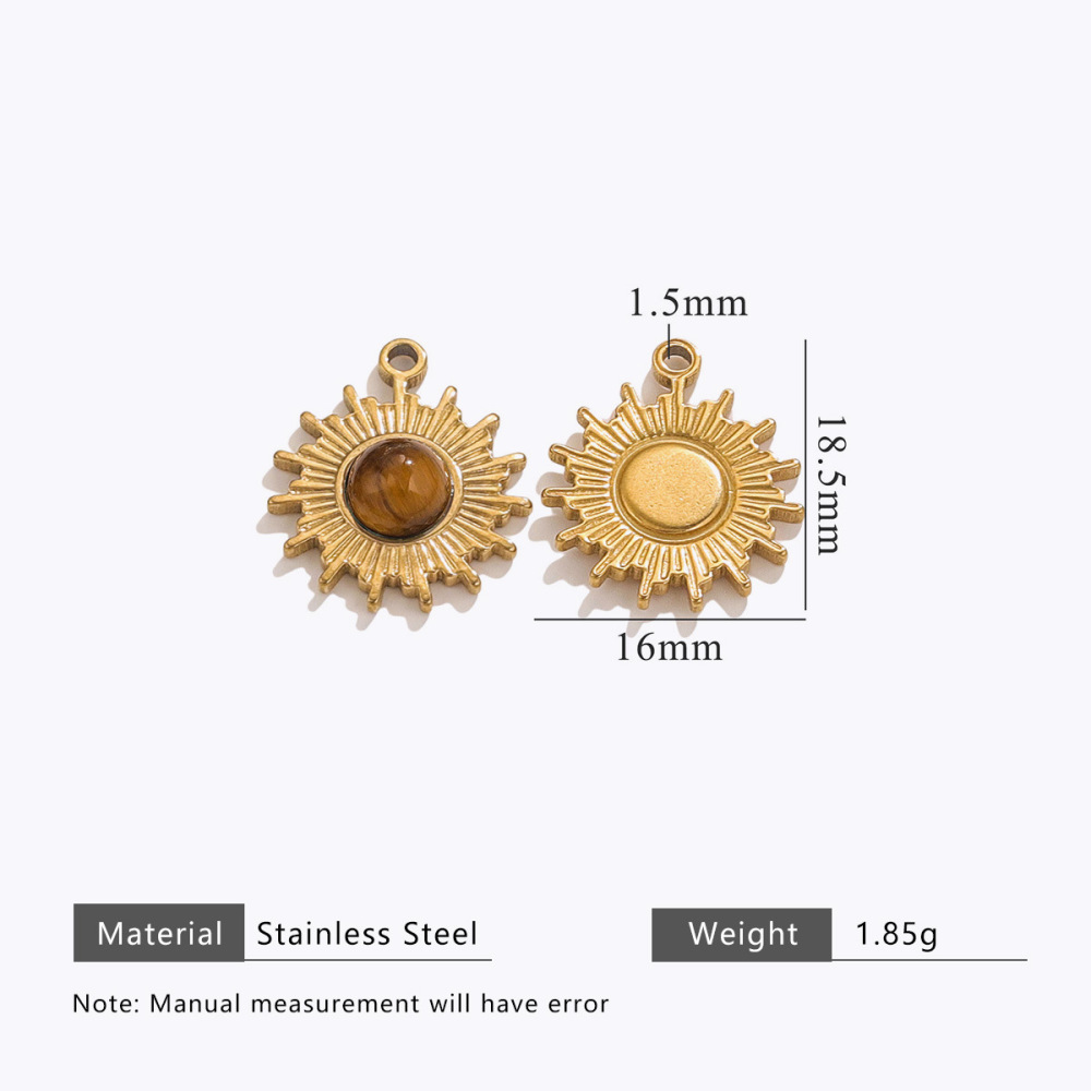 Stainless steel Maillard tiger eye pendant, butterfly, teardrop, fan-shaped natural stone pendant, DIY jewelry accessory.