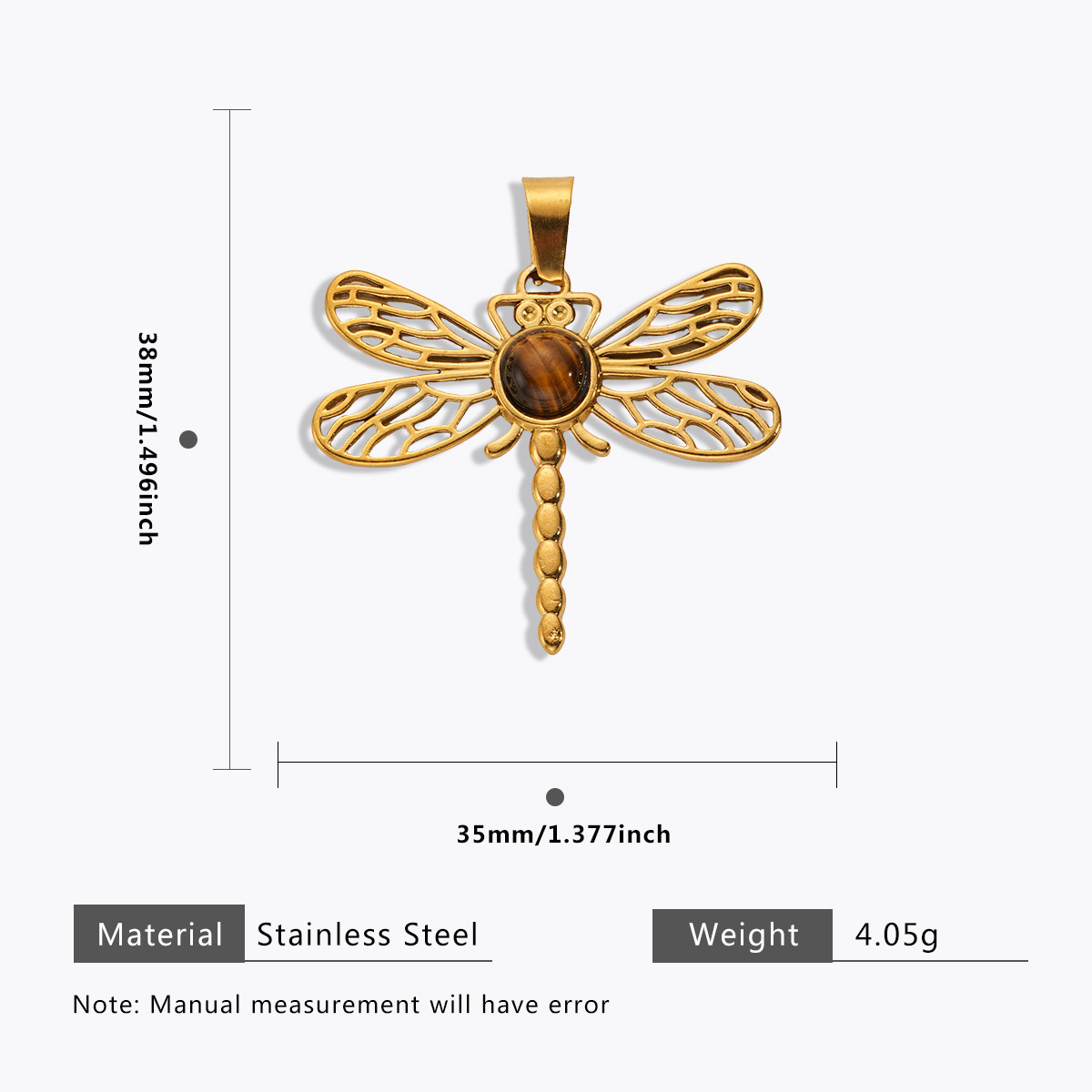 Stainless steel Maillard tiger eye pendant, butterfly, teardrop, fan-shaped natural stone pendant, DIY jewelry accessory.