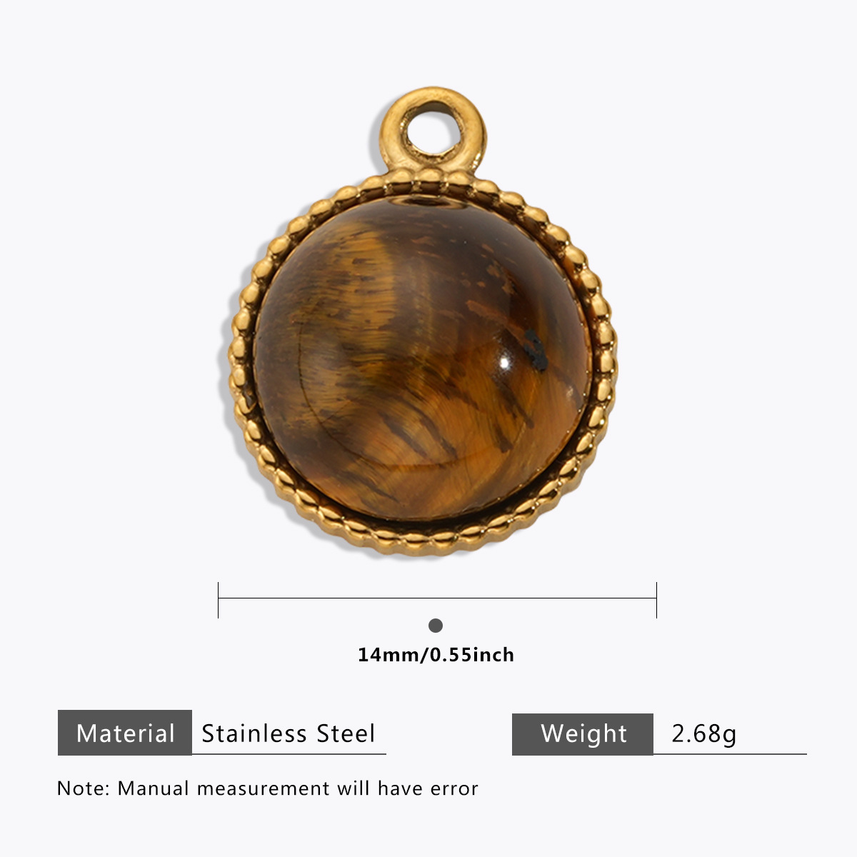 Stainless steel Maillard tiger eye pendant, butterfly, teardrop, fan-shaped natural stone pendant, DIY jewelry accessory.