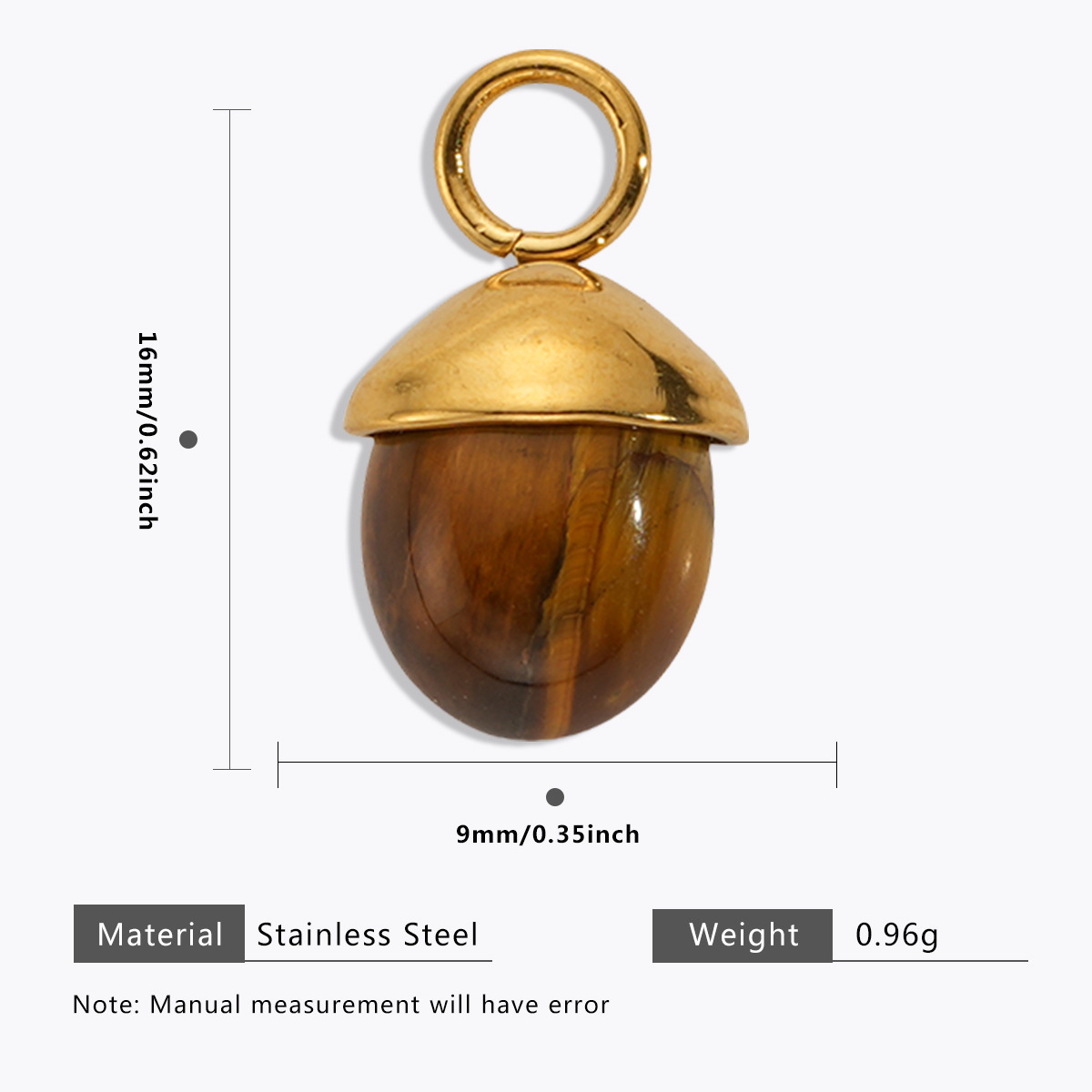Stainless steel Maillard tiger eye pendant, butterfly, teardrop, fan-shaped natural stone pendant, DIY jewelry accessory.