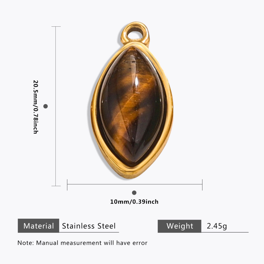 Stainless steel Maillard tiger eye pendant, butterfly, teardrop, fan-shaped natural stone pendant, DIY jewelry accessory.