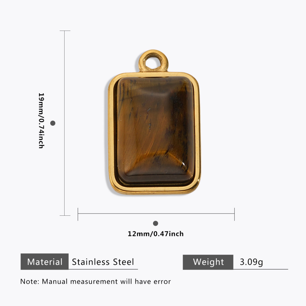 Stainless steel Maillard tiger eye pendant, butterfly, teardrop, fan-shaped natural stone pendant, DIY jewelry accessory.