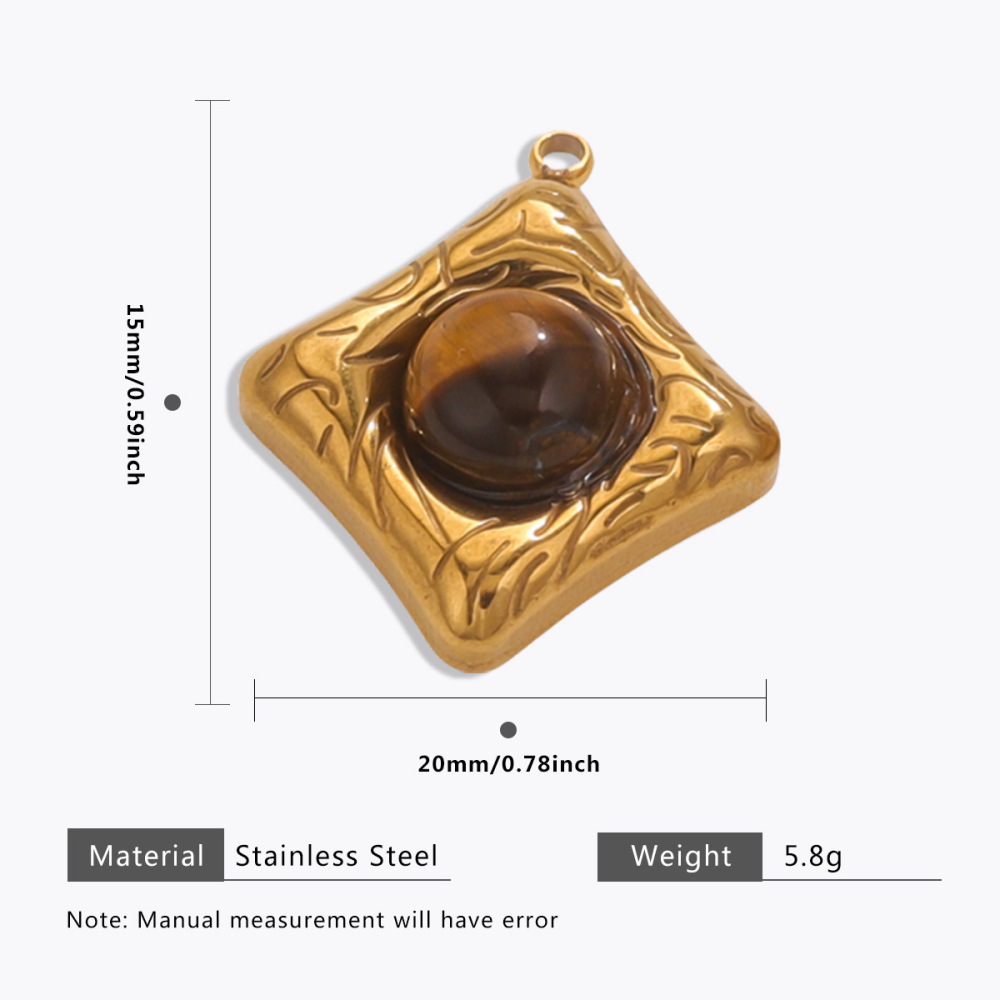 Stainless steel Maillard tiger eye pendant, butterfly, teardrop, fan-shaped natural stone pendant, DIY jewelry accessory.