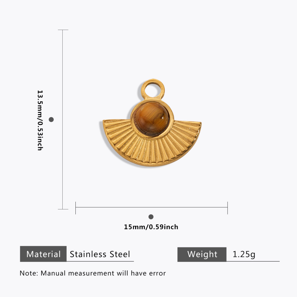 Stainless steel Maillard tiger eye pendant, butterfly, teardrop, fan-shaped natural stone pendant, DIY jewelry accessory.