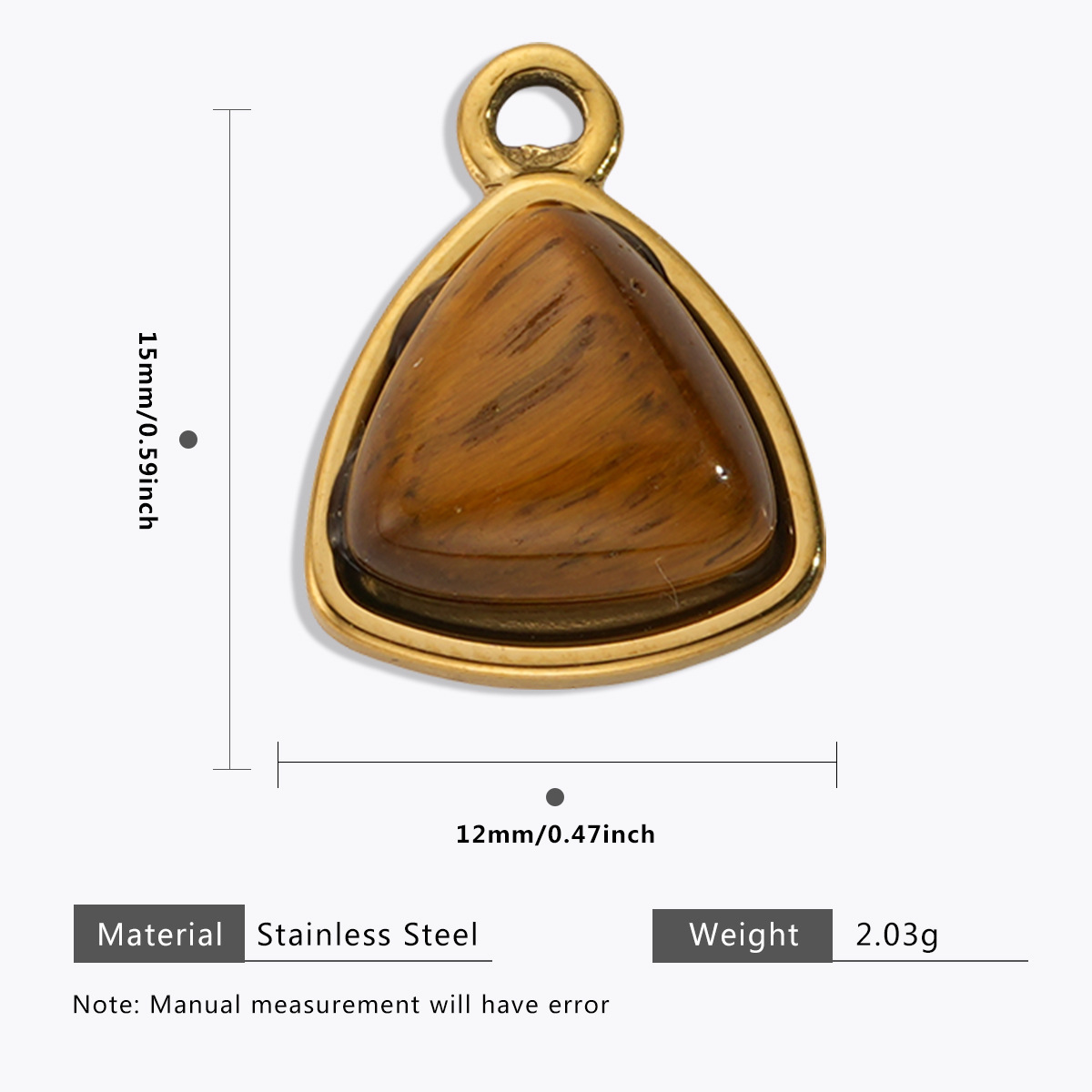 Stainless steel Maillard tiger eye pendant, butterfly, teardrop, fan-shaped natural stone pendant, DIY jewelry accessory.