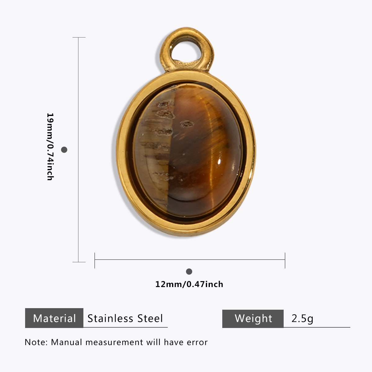 Stainless steel Maillard tiger eye pendant, butterfly, teardrop, fan-shaped natural stone pendant, DIY jewelry accessory.