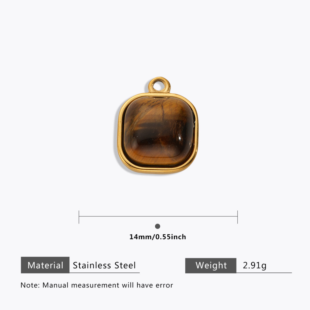 Stainless steel Maillard tiger eye pendant, butterfly, teardrop, fan-shaped natural stone pendant, DIY jewelry accessory.