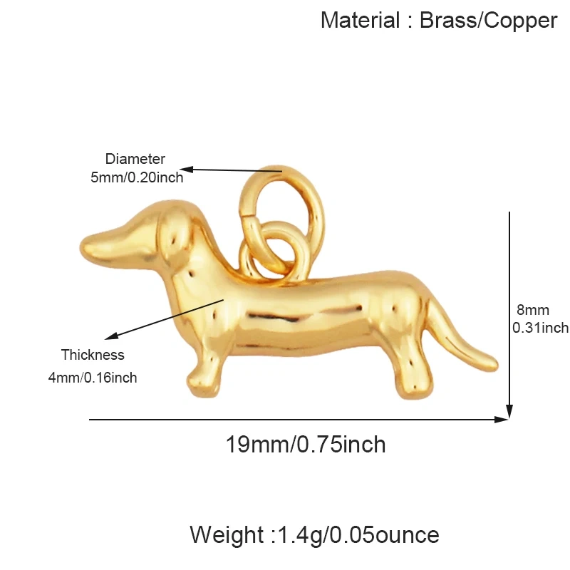 Star Fish Anchor Sausage Dog Bottle Cup Crab Dumbbell Heart Hand Pendant,Real 18K Gold Plated Copper DIY Jewelry Charms T04