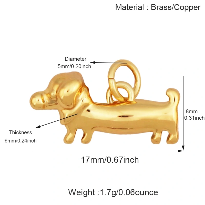 Star Fish Anchor Sausage Dog Bottle Cup Crab Dumbbell Heart Hand Pendant,Real 18K Gold Plated Copper DIY Jewelry Charms T04