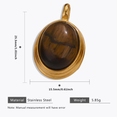 Golden oval pendant - Tiger's Eye