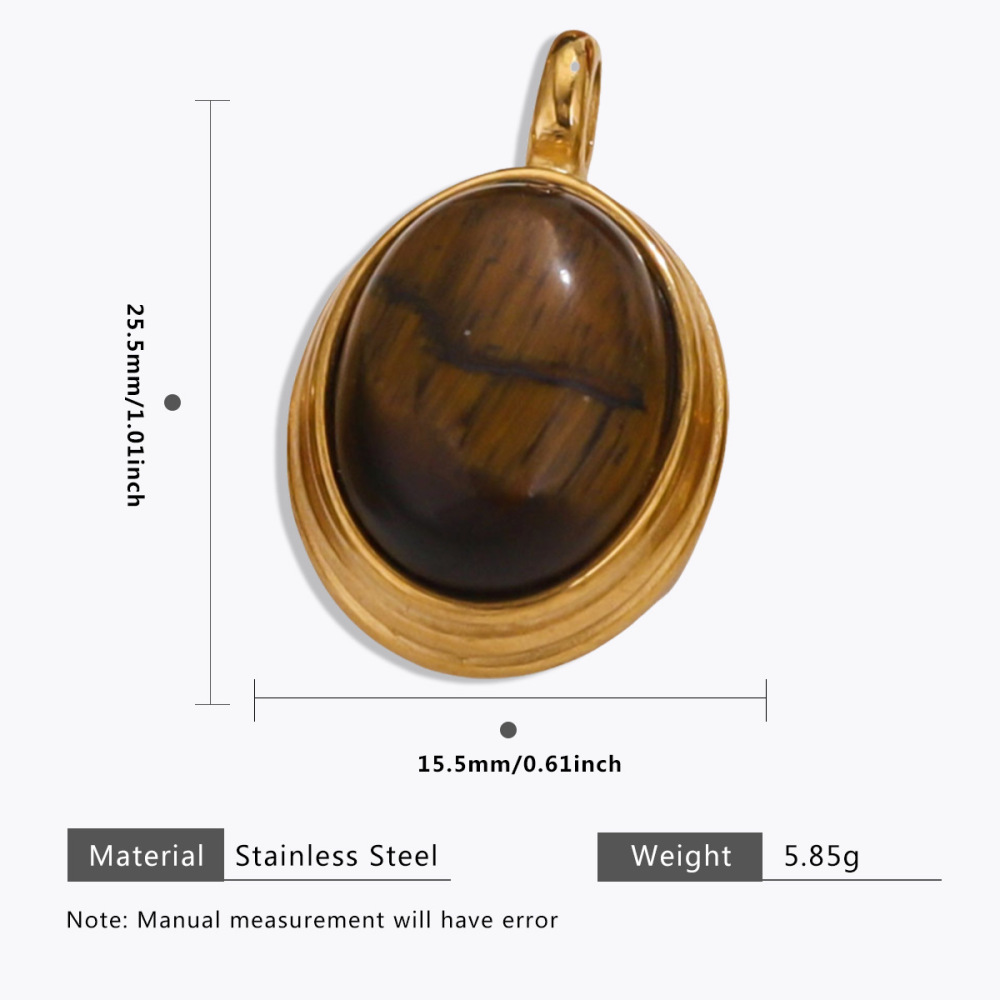 Stainless steel Maillard tiger eye pendant, butterfly, teardrop, fan-shaped natural stone pendant, DIY jewelry accessory.