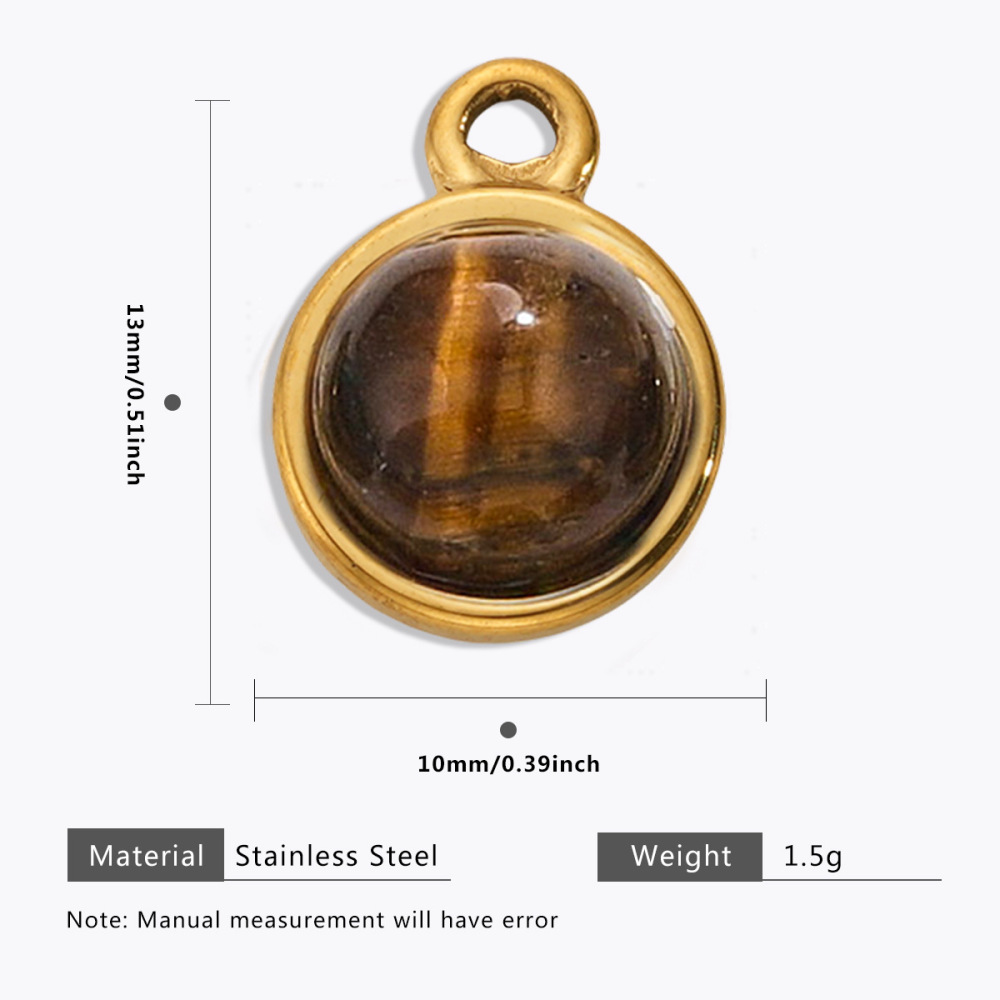 Stainless steel Maillard tiger eye pendant, butterfly, teardrop, fan-shaped natural stone pendant, DIY jewelry accessory.