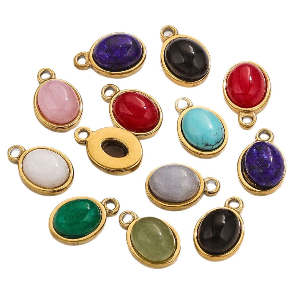 Stainless steel gold-plated base, natural stone, popular DIY handmade necklace, exquisite small pendant.