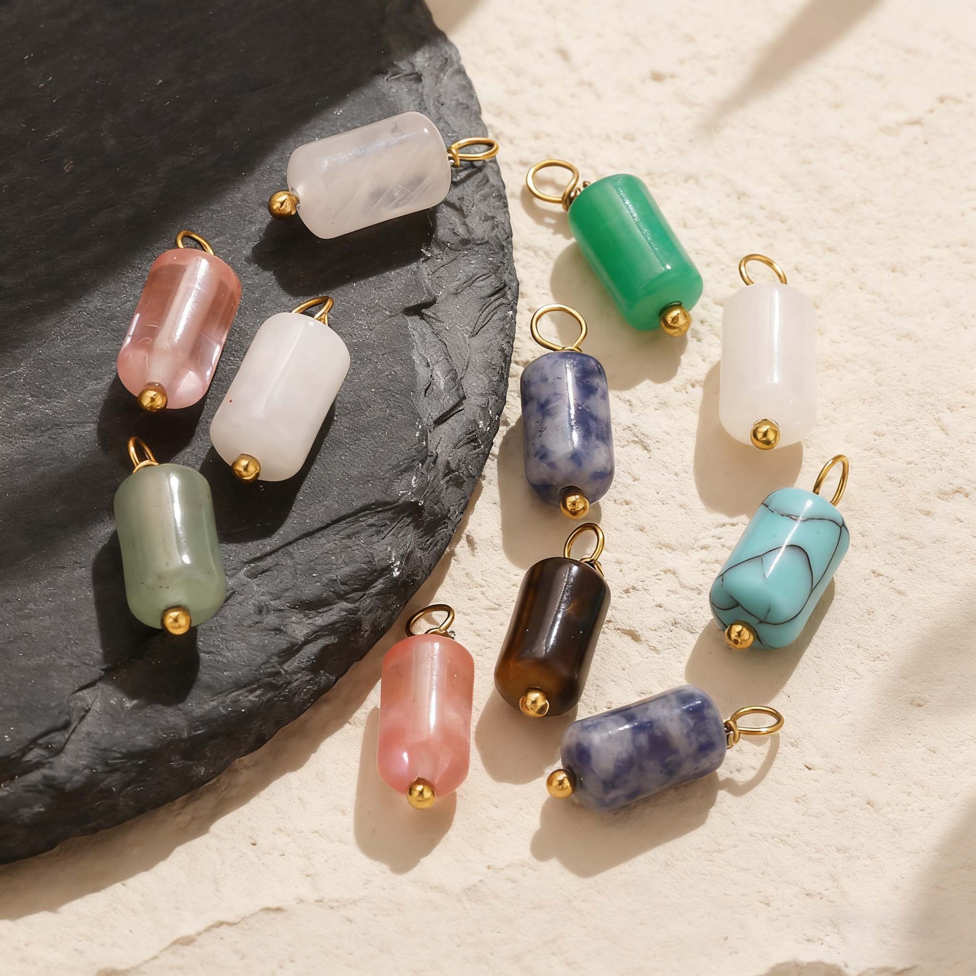 New Chinese style natural stone light luxury DIY accessories, beads, pendants, retro jewelry, earrings, necklaces, fashionable and versatile.