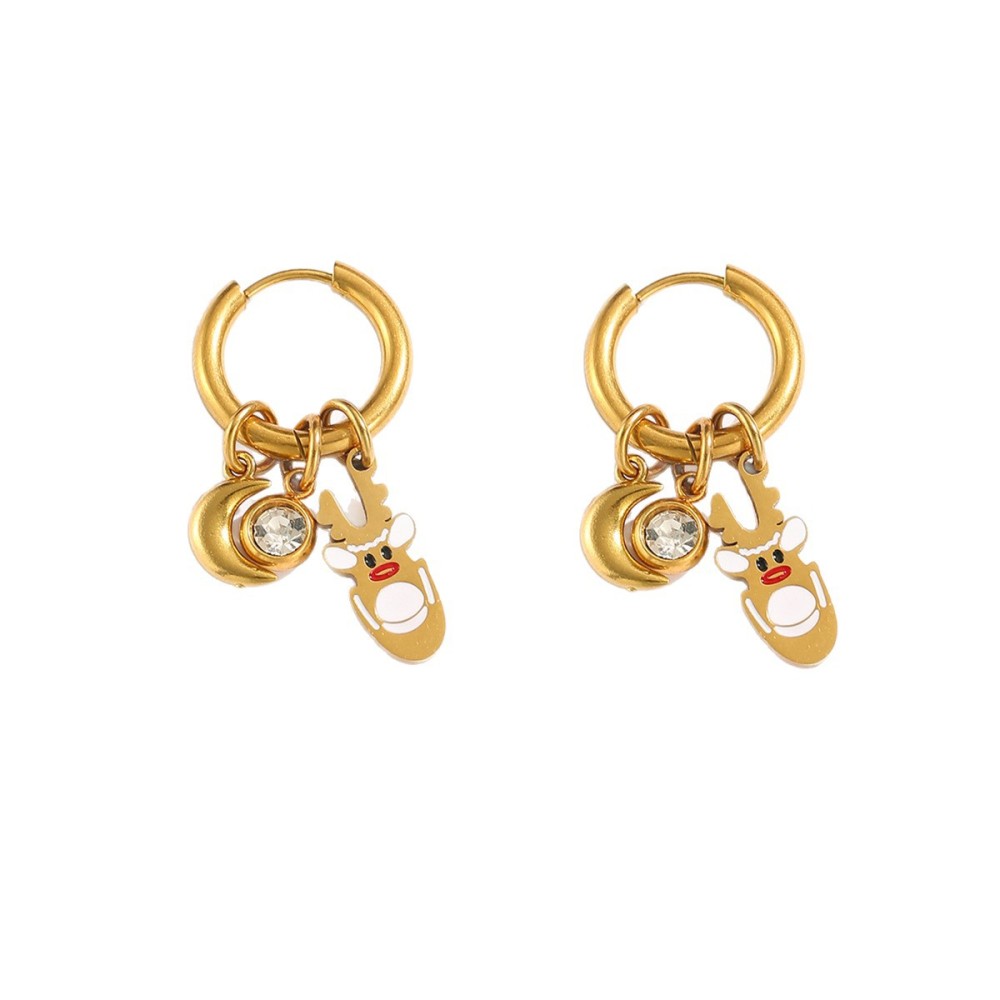 European and American Christmas series of stylish stainless steel gold-plated hoop earrings, perfect for a festive and unique look.