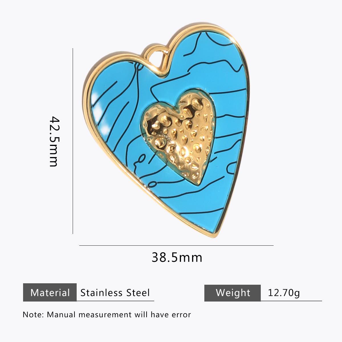 Cross-border stainless steel retro colorful heart pendant handmade DIY necklace bracelet jewelry accessories