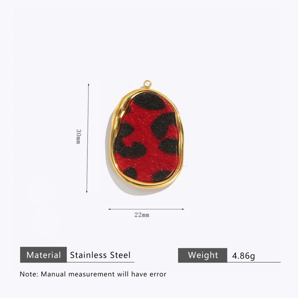 Cross-border fashion stainless steel leopard print metal frame pendant, personalized pendant, DIY handmade jewelry accessory