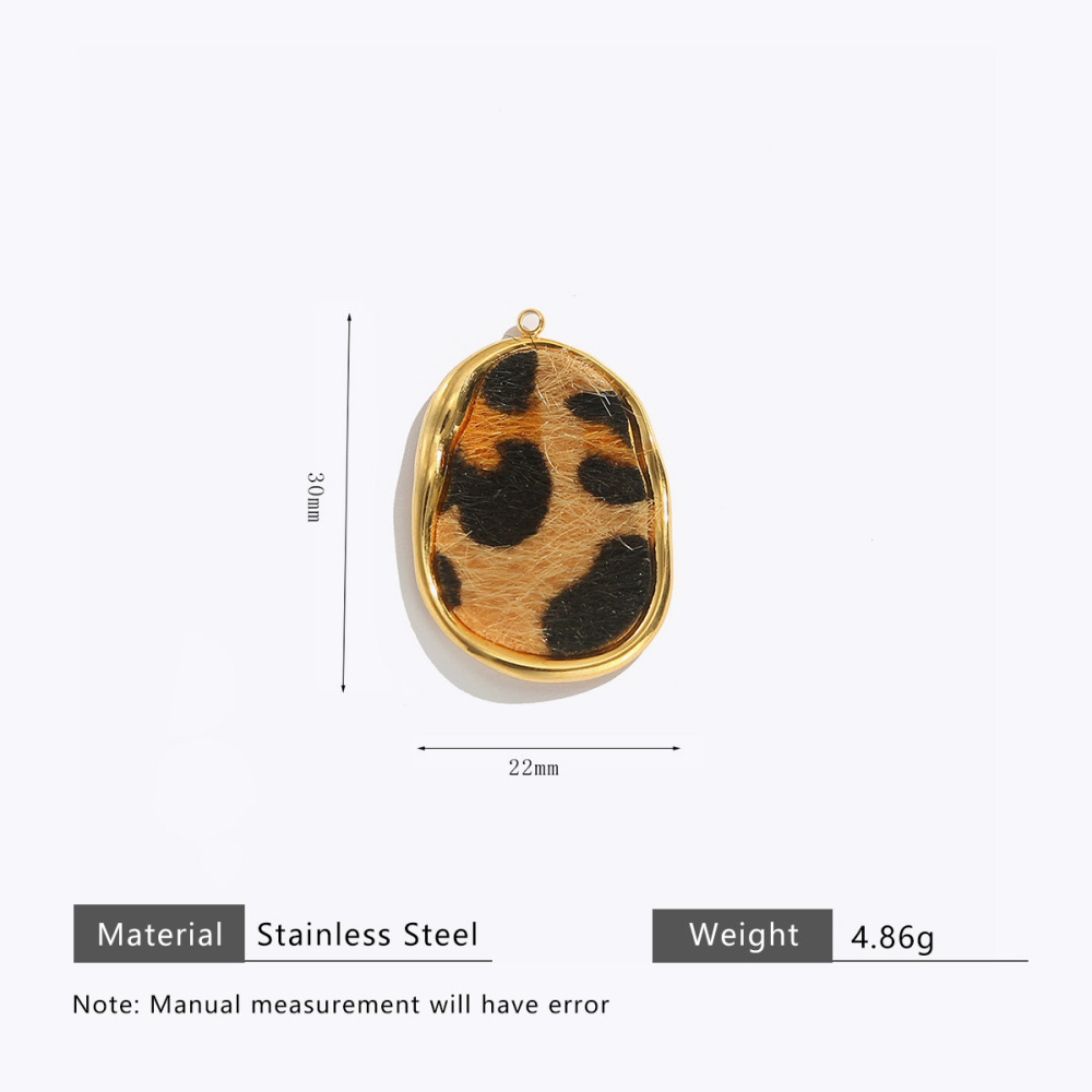 Cross-border fashion stainless steel leopard print metal frame pendant, personalized pendant, DIY handmade jewelry accessory