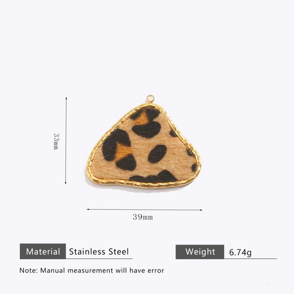 Cross-border fashion stainless steel leopard print metal frame pendant, personalized pendant, DIY handmade jewelry accessory