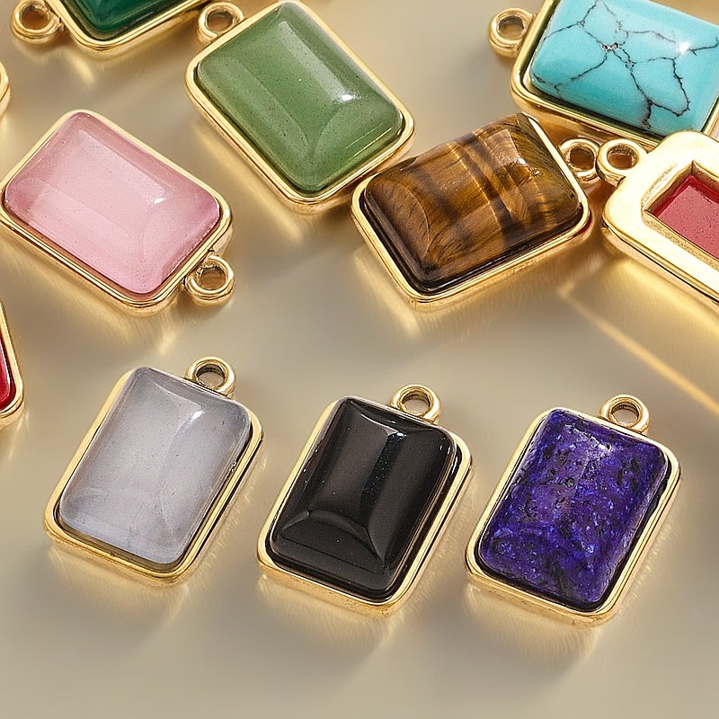 Stainless steel natural fashion pendant, European and American style, inlaid with natural stones, handmade DIY necklace, bracelet, exquisite small ornament.