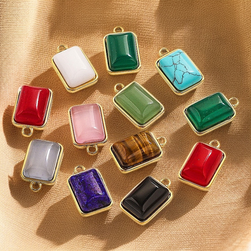 Stainless steel natural fashion pendant, European and American style, inlaid with natural stones, handmade DIY necklace, bracelet, exquisite small ornament.