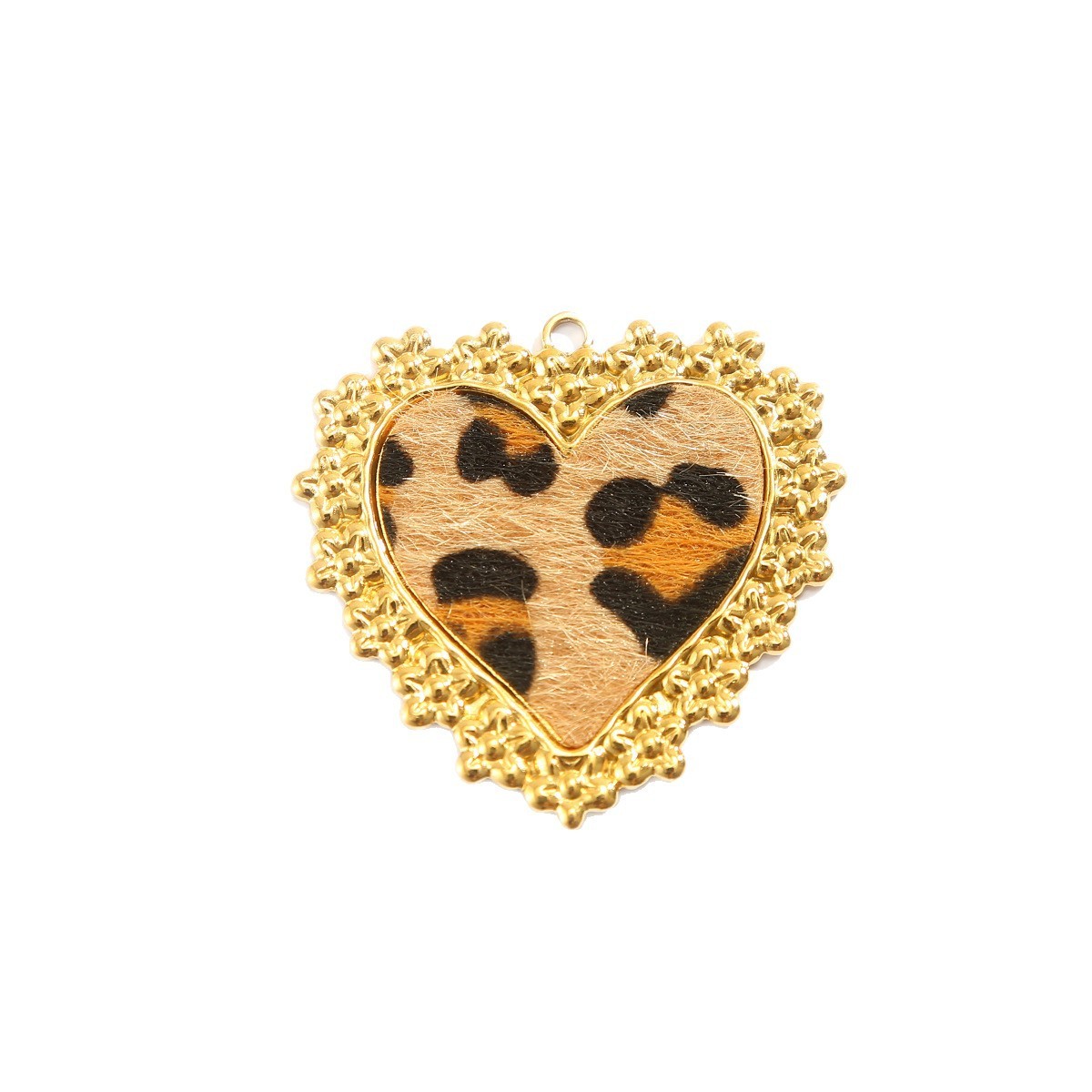 Cross-border fashion stainless steel leopard print metal frame pendant, personalized pendant, DIY handmade jewelry accessory