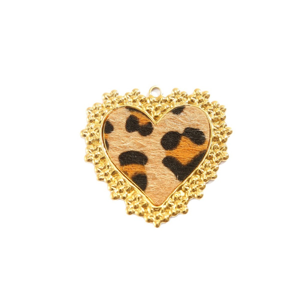 Cross-border fashion stainless steel leopard print metal frame pendant, personalized pendant, DIY handmade jewelry accessory