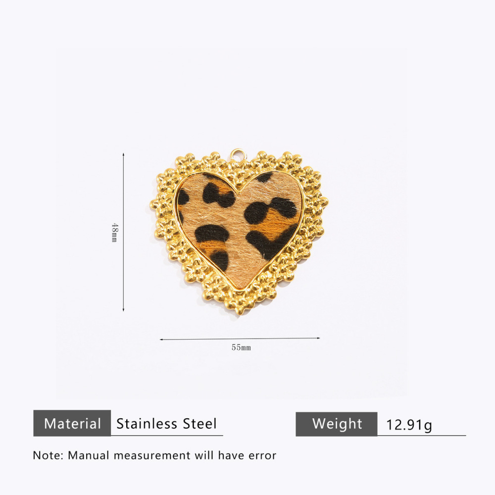 Cross-border fashion stainless steel leopard print metal frame pendant, personalized pendant, DIY handmade jewelry accessory