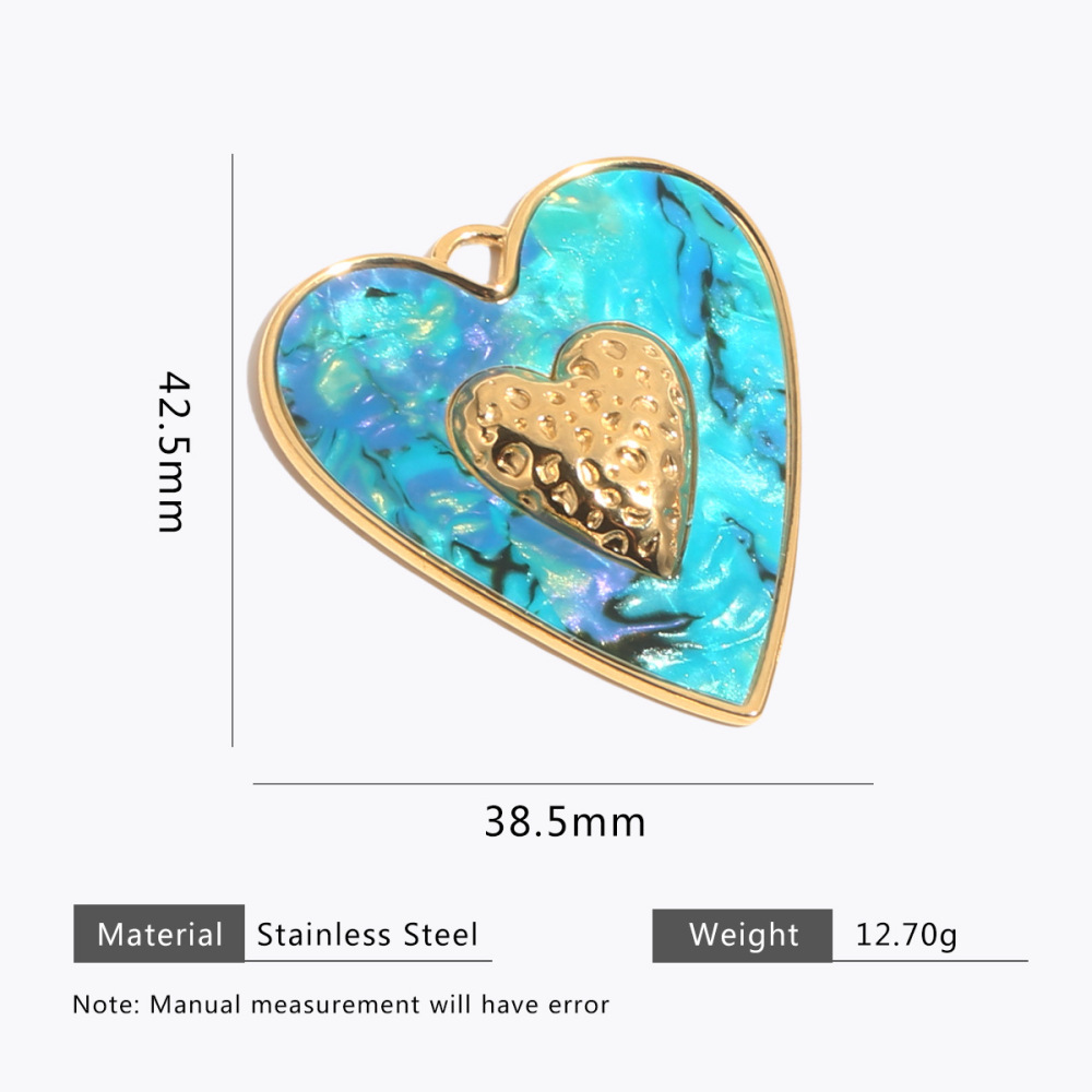 Cross-border stainless steel retro colorful heart pendant handmade DIY necklace bracelet jewelry accessories