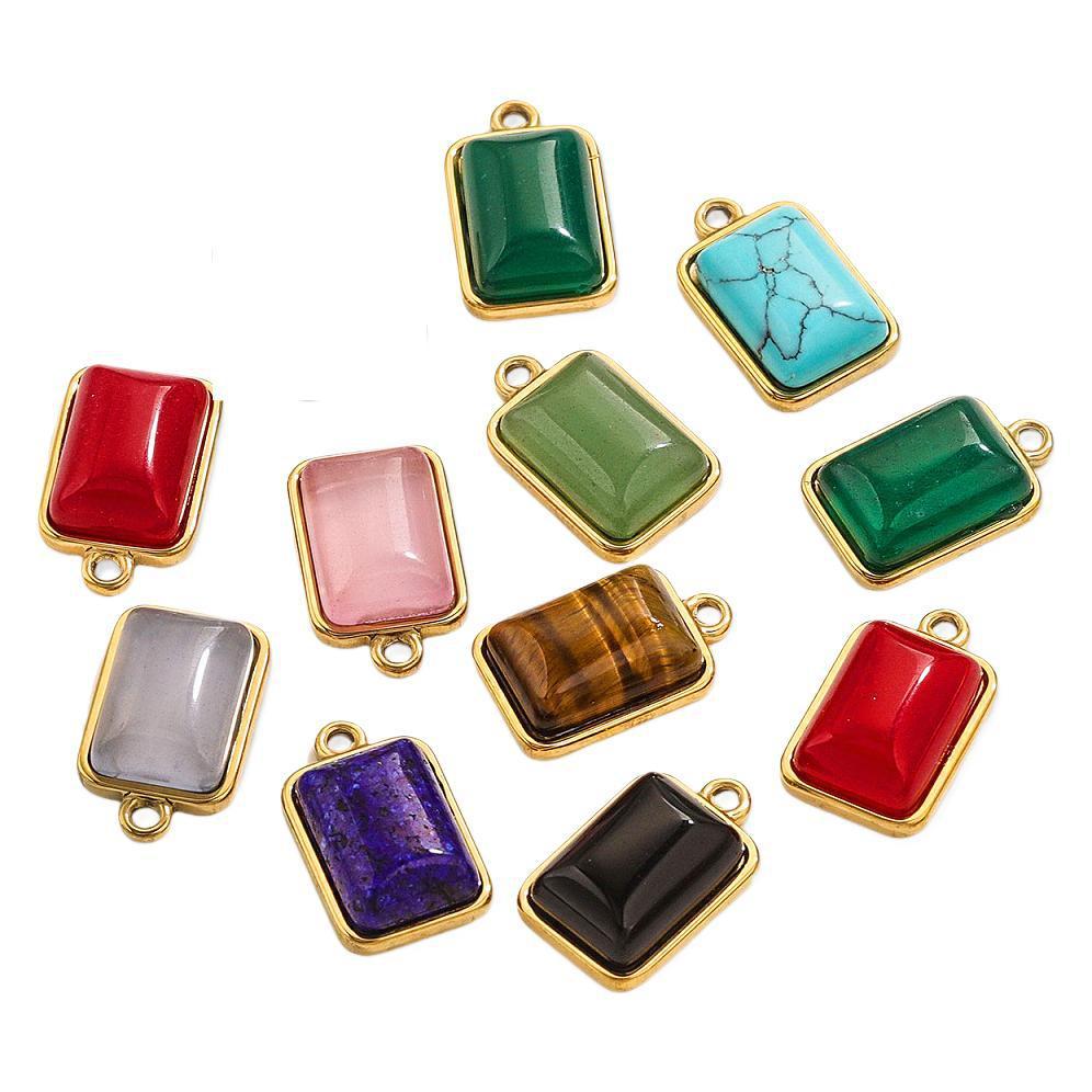 Stainless steel natural fashion pendant, European and American style, inlaid with natural stones, handmade DIY necklace, bracelet, exquisite small ornament.