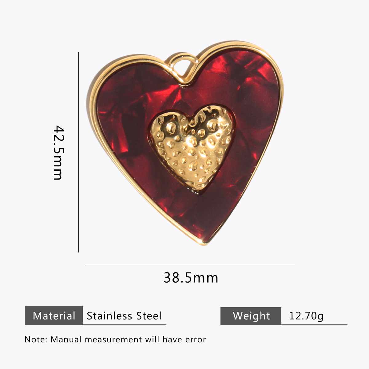 Cross-border stainless steel retro colorful heart pendant handmade DIY necklace bracelet jewelry accessories