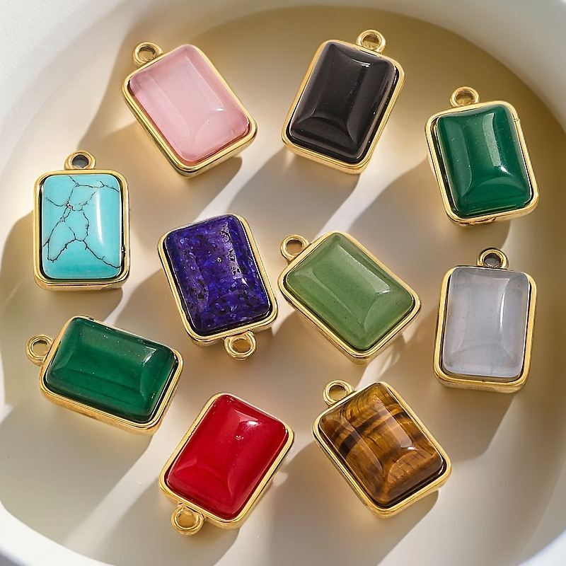 Stainless steel natural fashion pendant, European and American style, inlaid with natural stones, handmade DIY necklace, bracelet, exquisite small ornament.