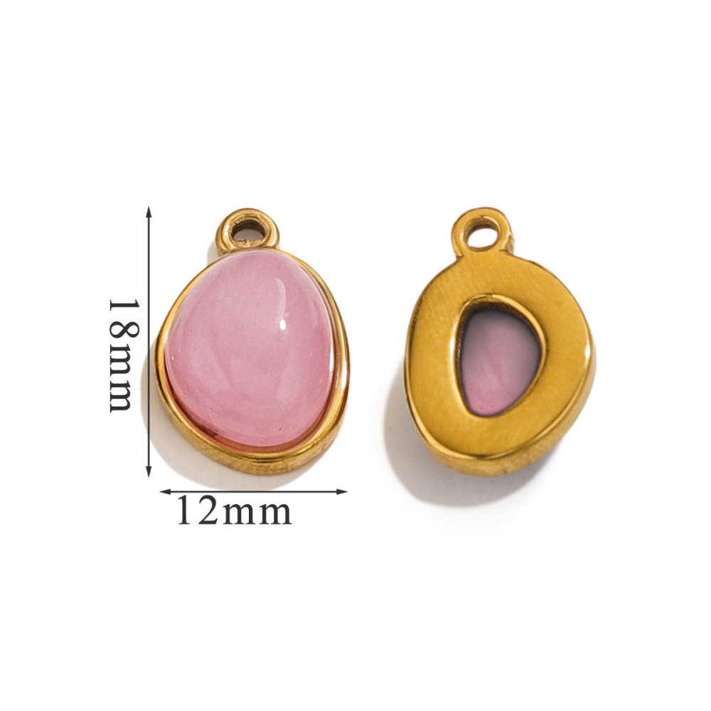 Stainless steel gold-plated base, natural stone, popular DIY handmade necklace, exquisite small pendant.