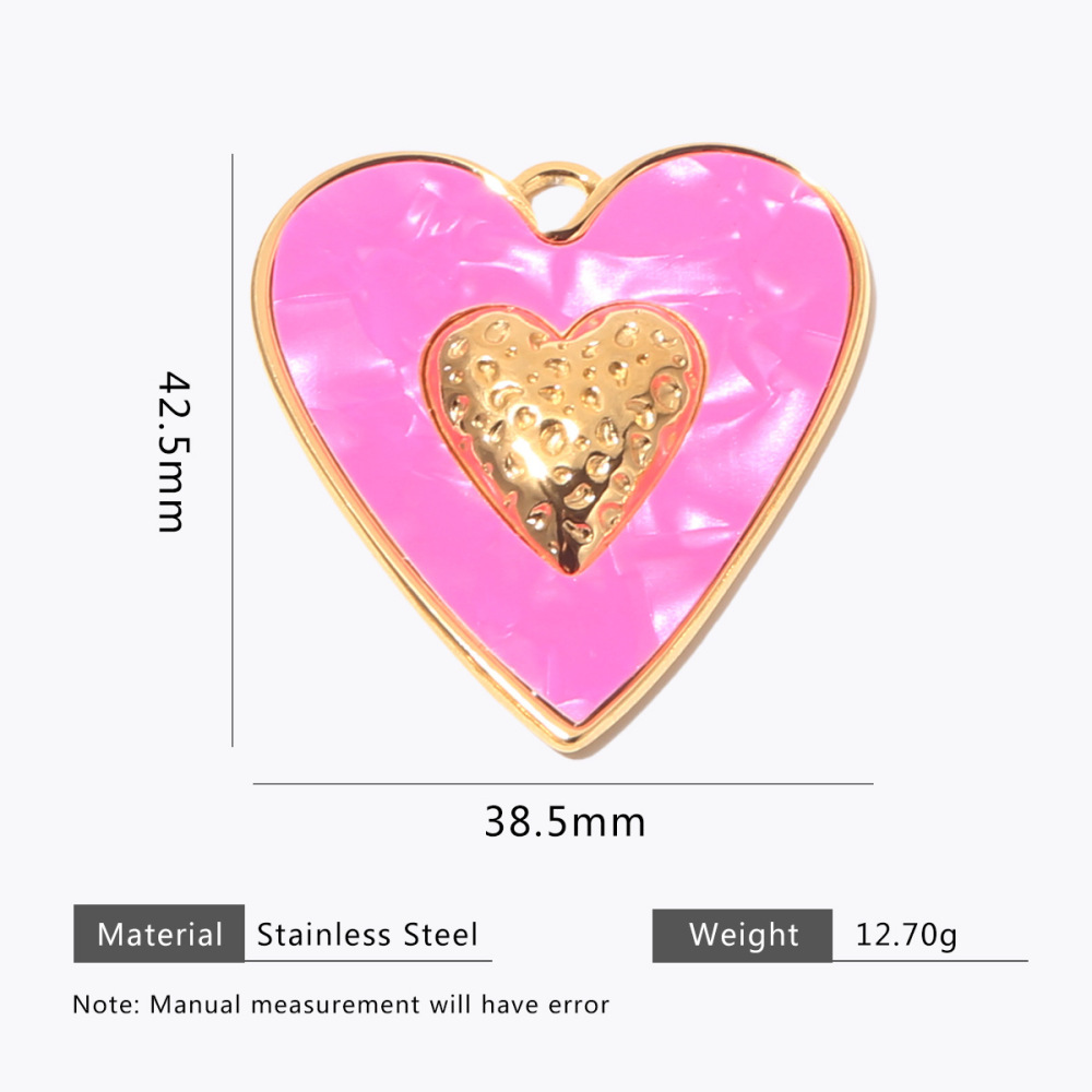 Cross-border stainless steel retro colorful heart pendant handmade DIY necklace bracelet jewelry accessories