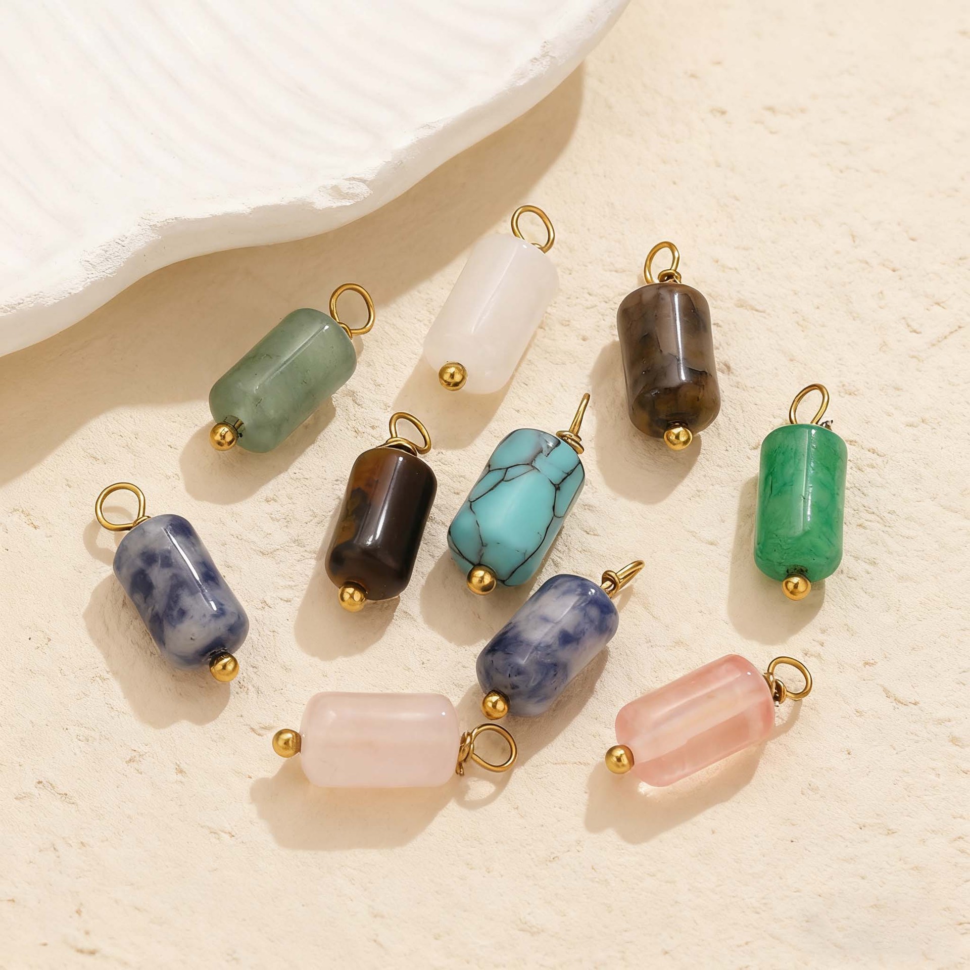 New Chinese style natural stone light luxury DIY accessories, beads, pendants, retro jewelry, earrings, necklaces, fashionable and versatile.