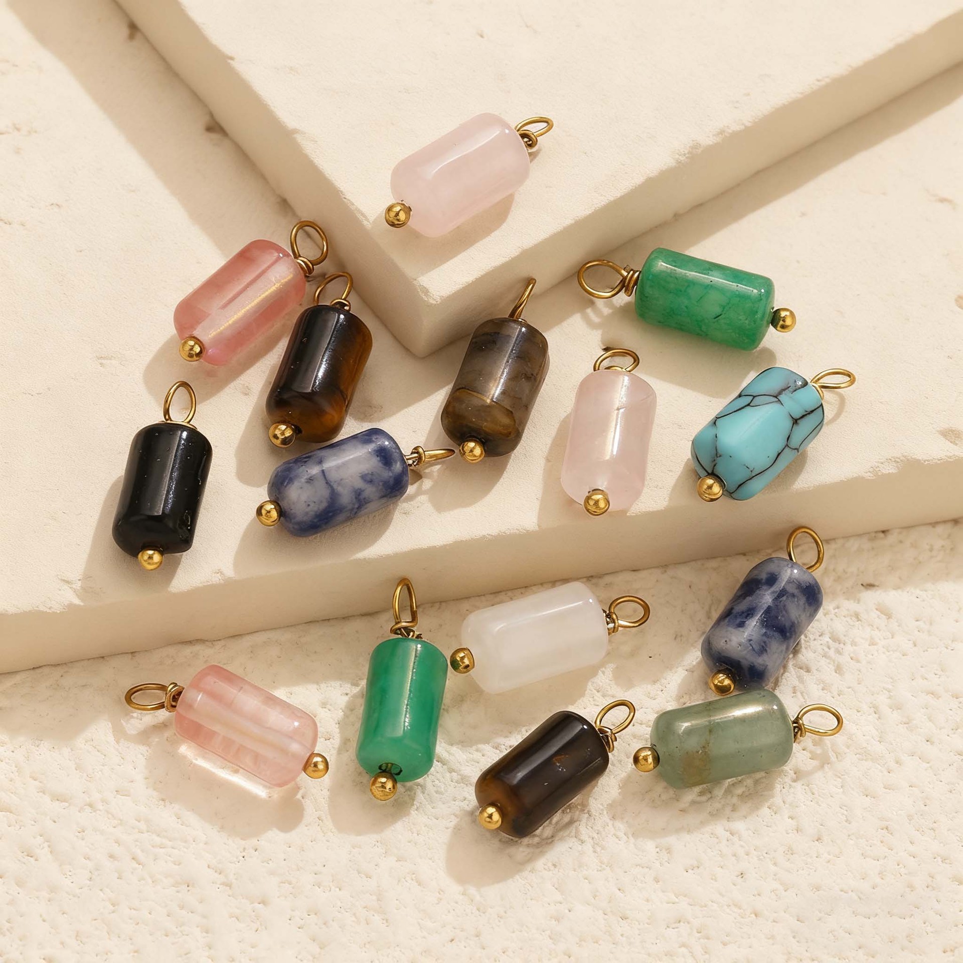 New Chinese style natural stone light luxury DIY accessories, beads, pendants, retro jewelry, earrings, necklaces, fashionable and versatile.