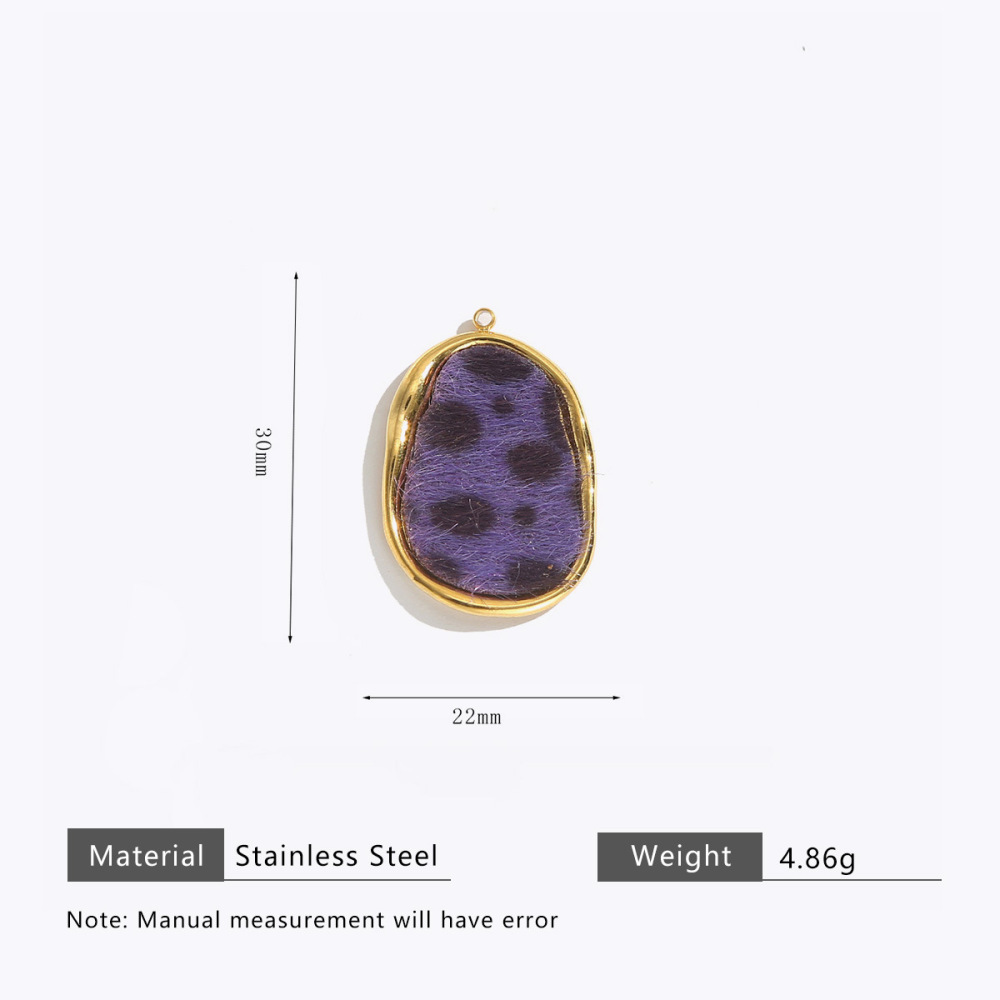 Cross-border fashion stainless steel leopard print metal frame pendant, personalized pendant, DIY handmade jewelry accessory