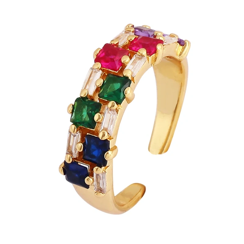 Luxurious Full Pave CZ Gem Style Finger Ring, Flower Butterfly Saint Maria Blue Green Summer Beach Party Jewelry Wholesale P03