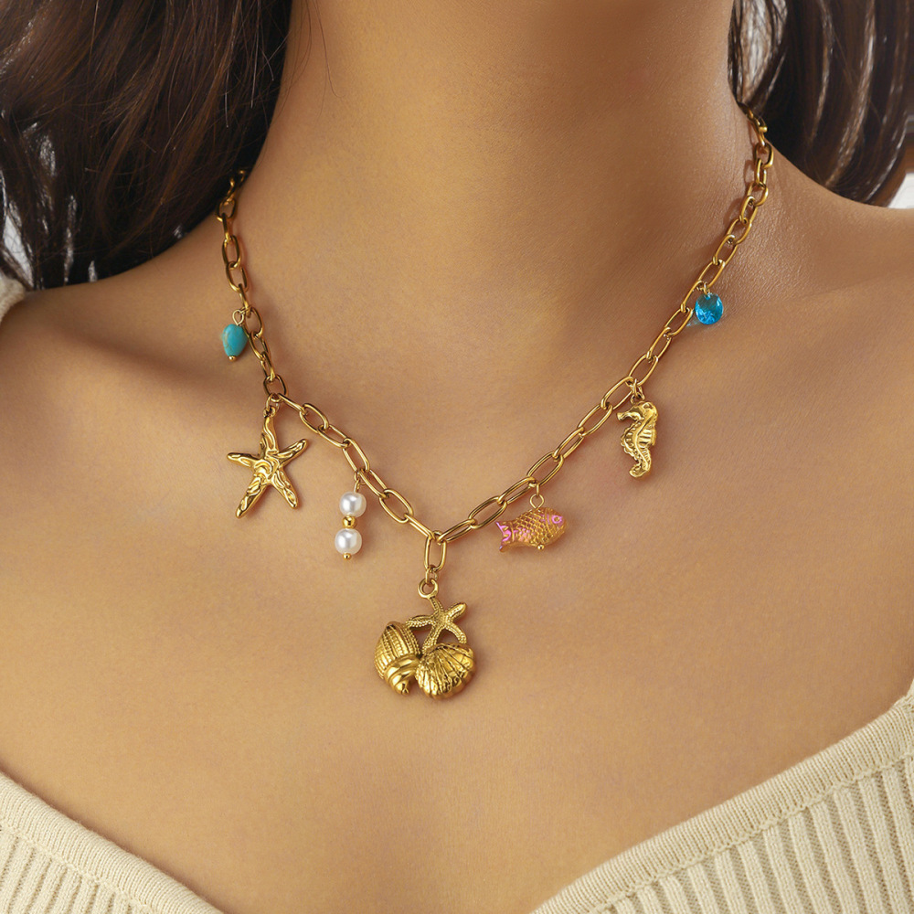 Cross-border fashion spiral oval heart-shaped pendant sweater chain crystal butterfly flower multi-element accessory necklace