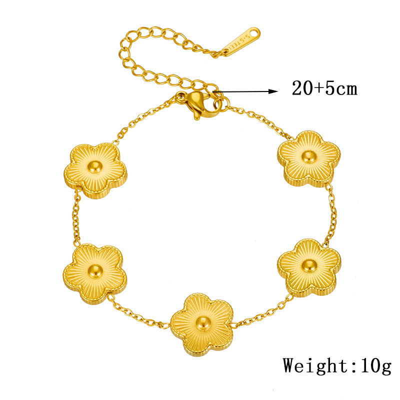 European and American fashion niche design gold-plated flower connecting chain accessory bracelet