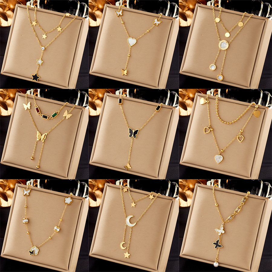 Cross-border fashion niche new pendant jewelry clavicle chain titanium steel multi-layered high-end women's necklace