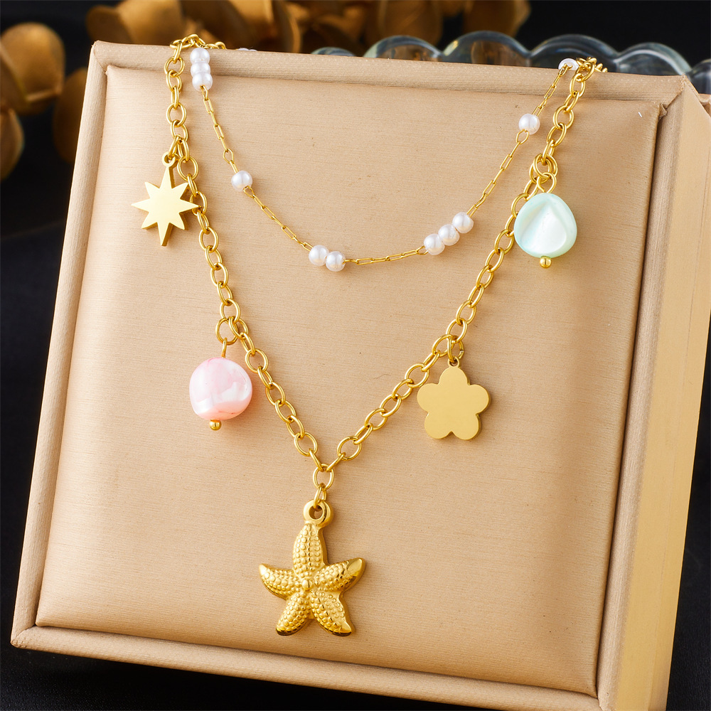 Cross-border fashion spiral oval heart-shaped pendant sweater chain crystal butterfly flower multi-element accessory necklace