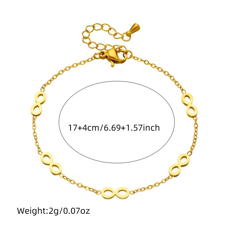 Cross-border fashion Korean style minimalist gold-plated stainless steel chain figure 8 accessory necklace earring bracelet set