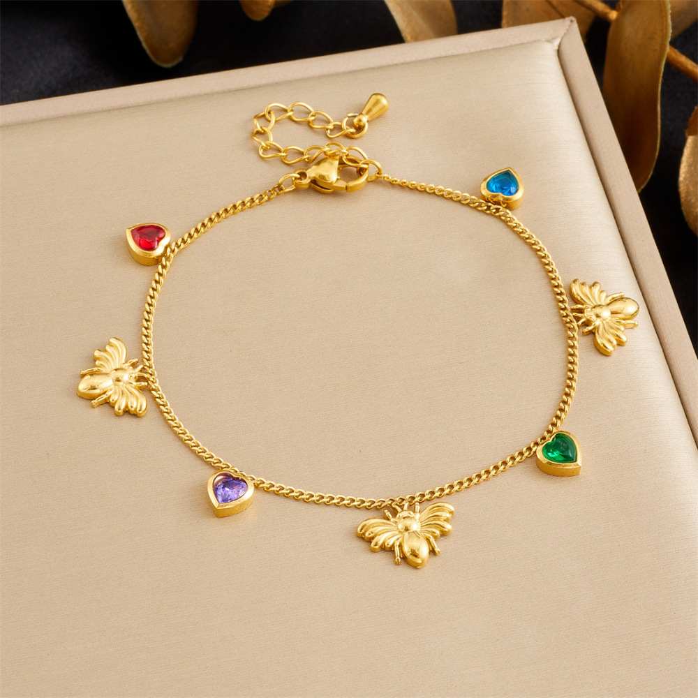 New cross-border minimalist and exquisite thin chain stainless steel bracelet with dripping lip, fruit, flower, and rhinestone accessories.