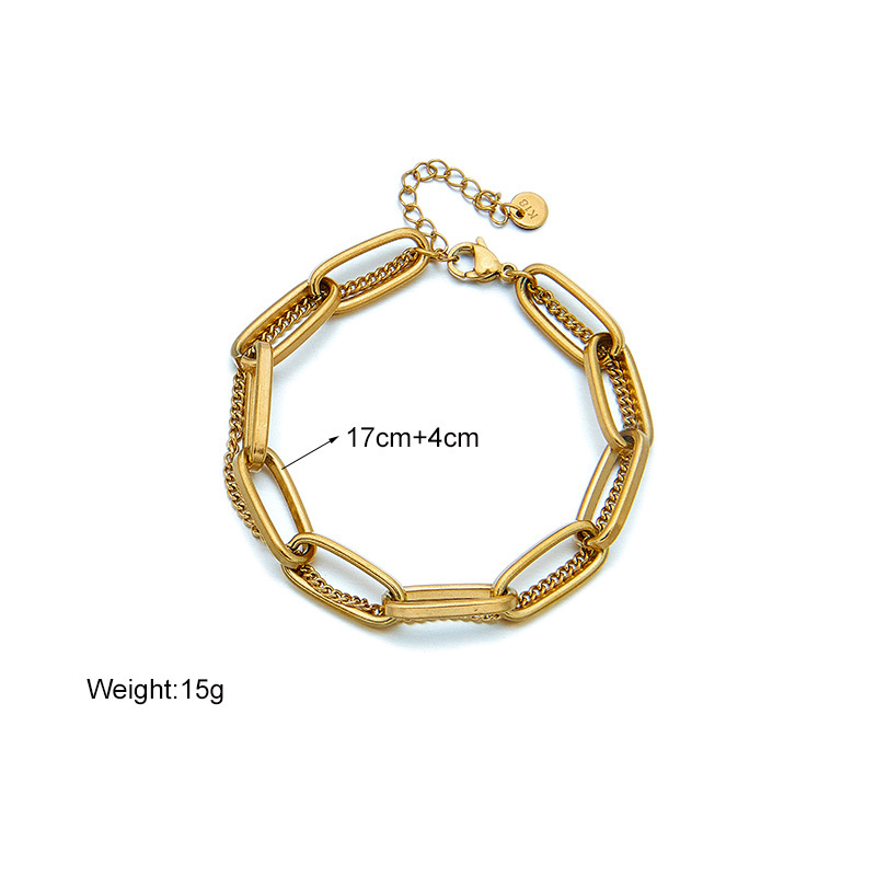 European and American fashion niche design metal retro minimalist versatile double-layer chain titanium steel jewelry bracelet