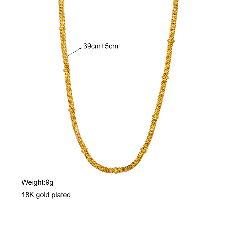 European and American style niche minimalist bamboo joint necklace and bracelet metal mesh round chain retro jewelry set