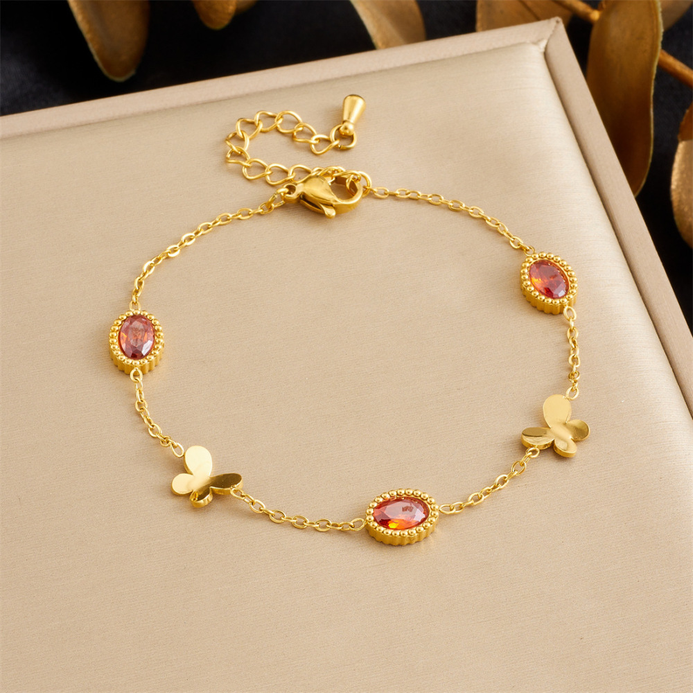 New cross-border minimalist and exquisite thin chain stainless steel bracelet with dripping lip, fruit, flower, and rhinestone accessories.